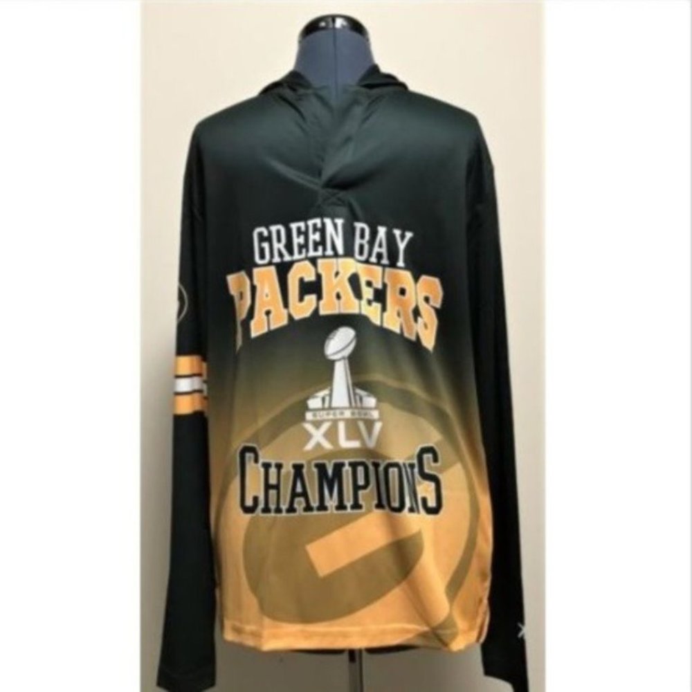 NFL Mens Green Bay Packers Hooded Jersey Shirt MEDIUM Superbowl 2011 NWT